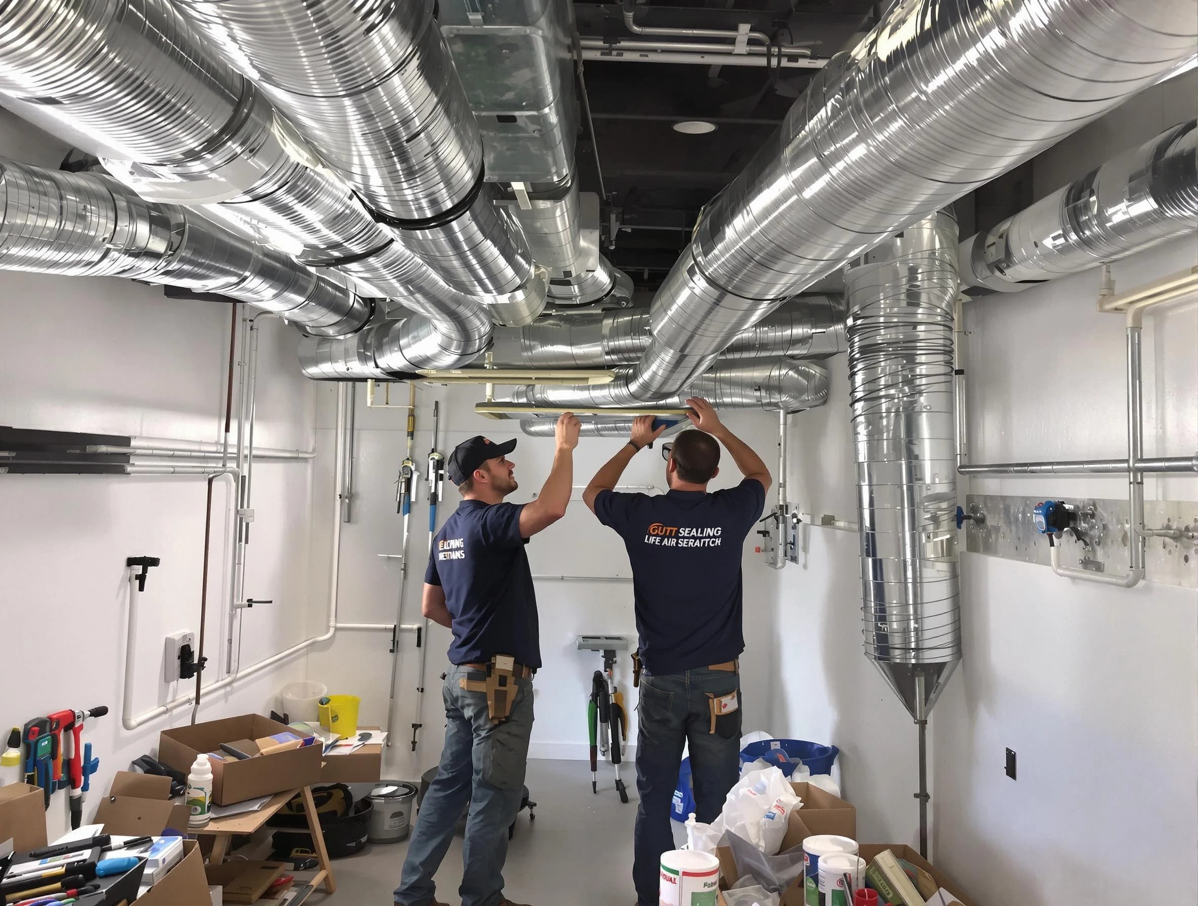 Tecumseh Air Duct Cleaning technician applying professional duct sealing solutions in Tecumseh