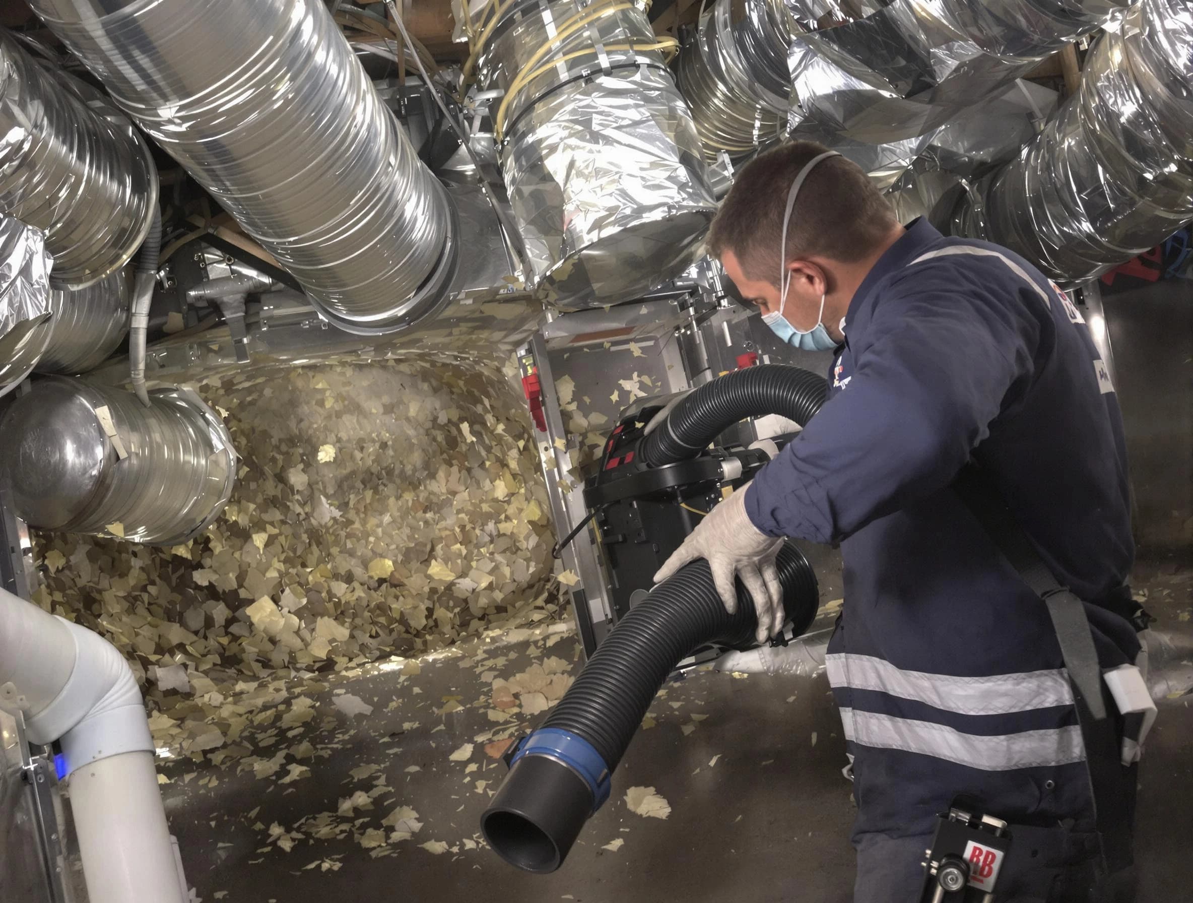 Tecumseh Air Duct Cleaning specialist operating negative pressure cleaning equipment for thorough duct maintenance in Tecumseh