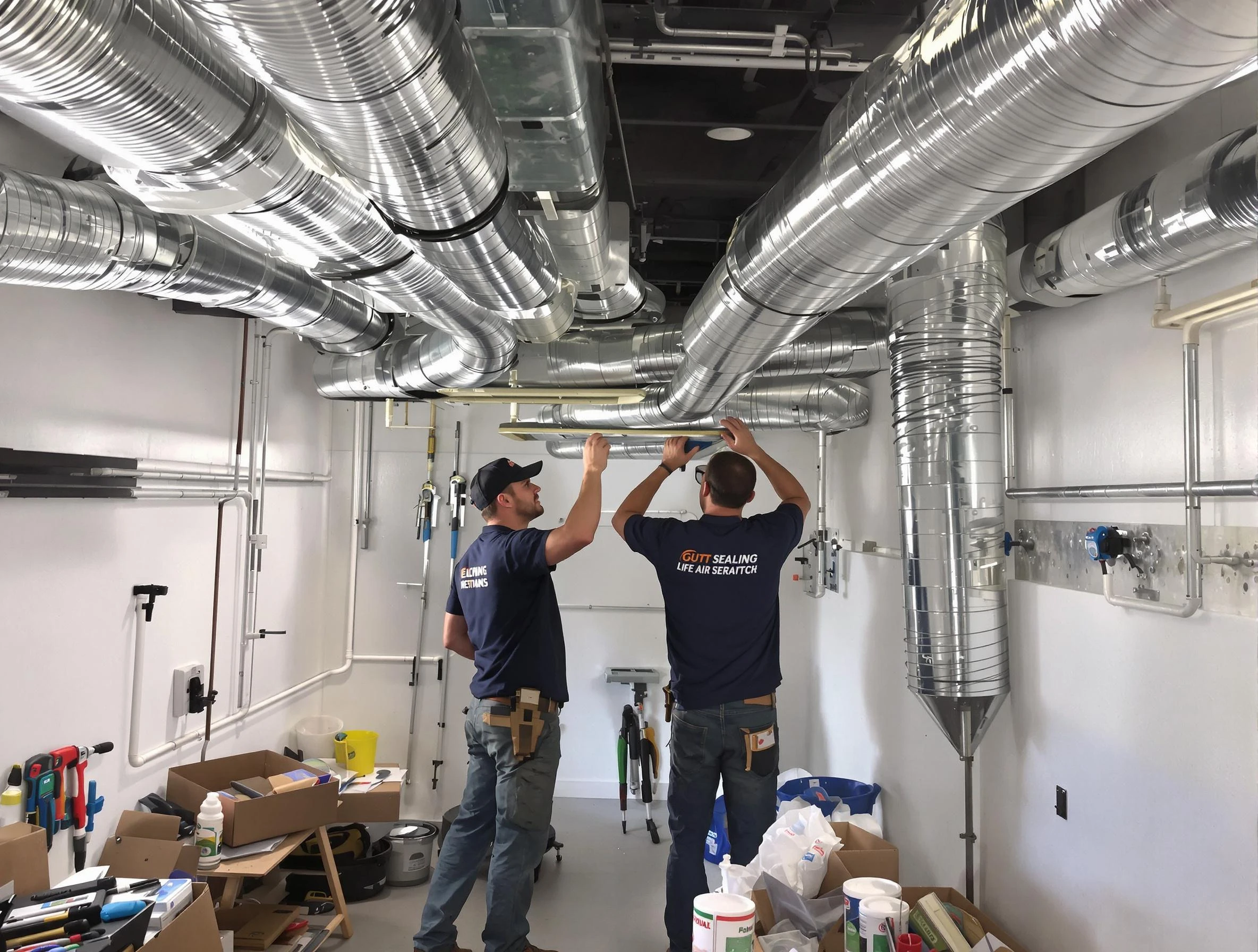 Tecumseh Air Duct Cleaning technician applying professional duct sealing solutions in Tecumseh