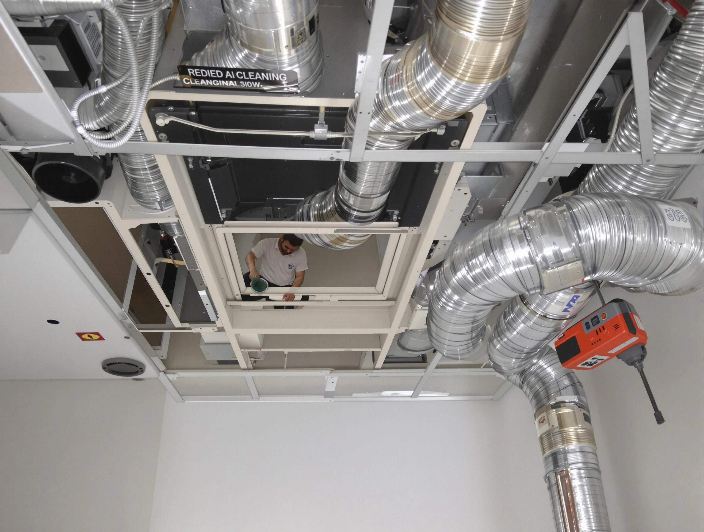 Tecumseh Air Duct Cleaning technician performing detailed central duct system cleaning in Tecumseh